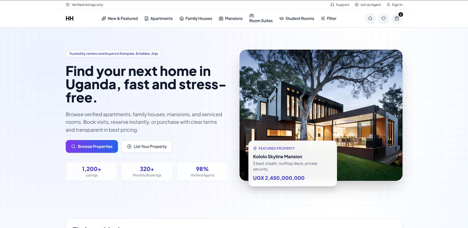 Real-estate management web application interface